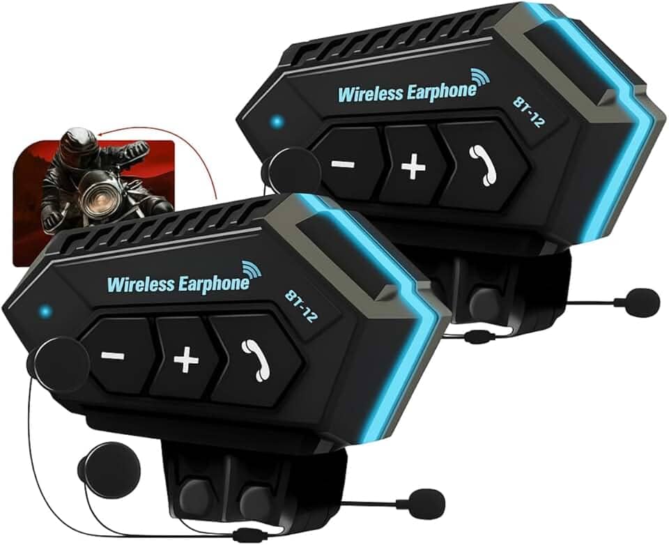 Par Intercomunicador Fone De Ouvido Sem Fio Para Capacete Comunicador Motoboy Bluetooth 5.1 Bateria de Longa Duração A Prova D' Agua