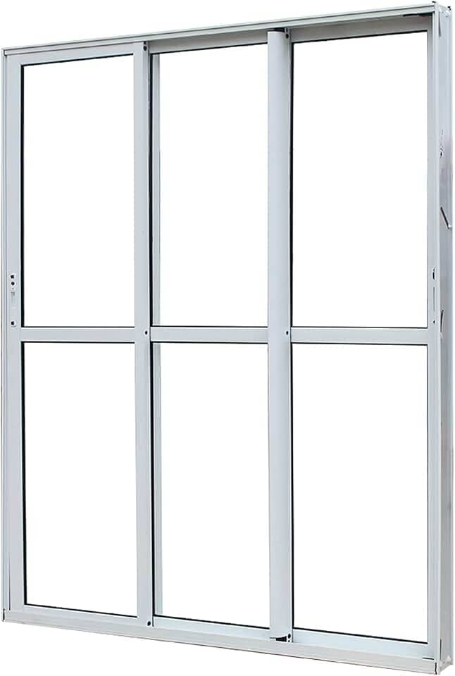 Porta de Sacada de Correr de Alumínio Branco 3 Folhas Móveis Atlântica Magnum
