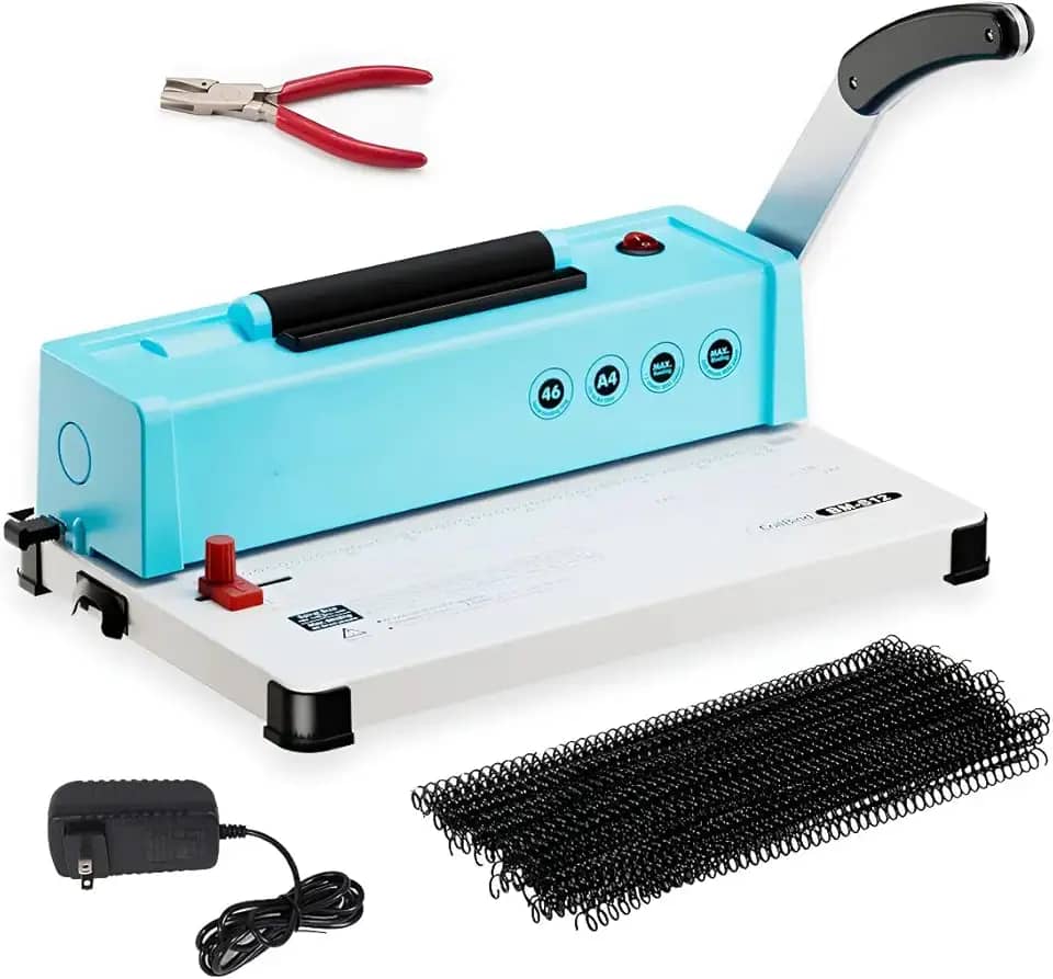 Kit Encadernadora Perfuradora Fechadora 3:1 Wire-o Com 200 Espirais Profissional Para Escritório, Escola, A4, A5, Até 34 Furos, Ideal Para Apostilas, Cadernos, Relatórios