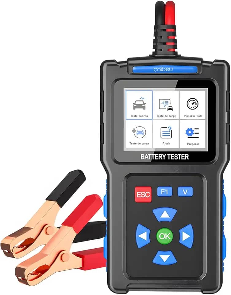 Testador de Bateria Automotiva 12V/24V com Medidor CCA – Tela 2,4", Teste de Partida e Alternador, compatível AGM/EFB/GEL, USB para atualização, Proteção de Polaridade Reversa, para carros, caminhões