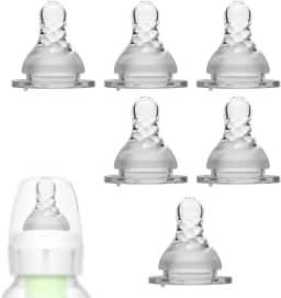 BOXOB 6 Peças Bico de Silicone para Mamadeiras Dr. Brown, 3,8 cm Fluxo Lento Bico Estreito de Transição Acessórios Reposição para Canudo Compatível com Mamadeiras Dr. Brown