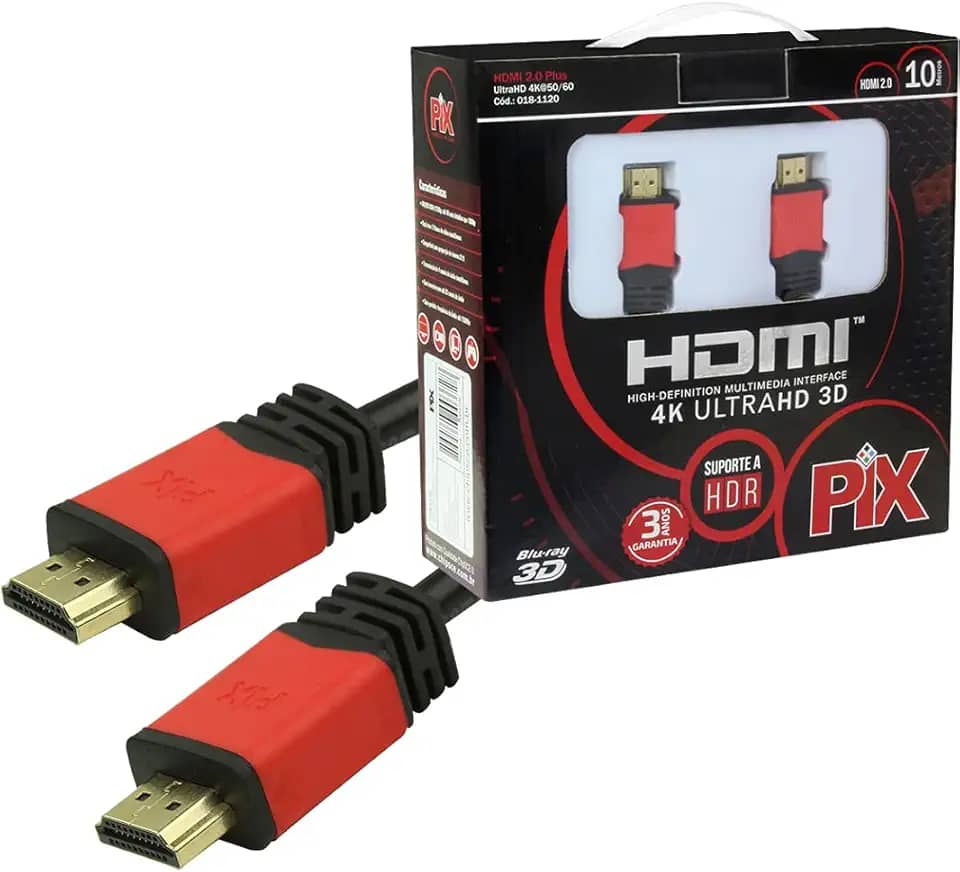 PIX Cabo Hdmi 2.0 4K Hdr 19P 10M Pix Premium, Preto