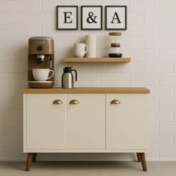Aparador Buffet 3 Portas com Pés Retro Cantinho Do Café (Off/Nature)