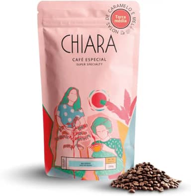 Café Especial Chiara Flor em Grãos 250g Nota 85, Café Brasileiro do Espírito Santo, Notas Florais, Caramelo e Mel, Café Premium de Montanha, Torra Média para Espresso, Coador e Prensa Francesa