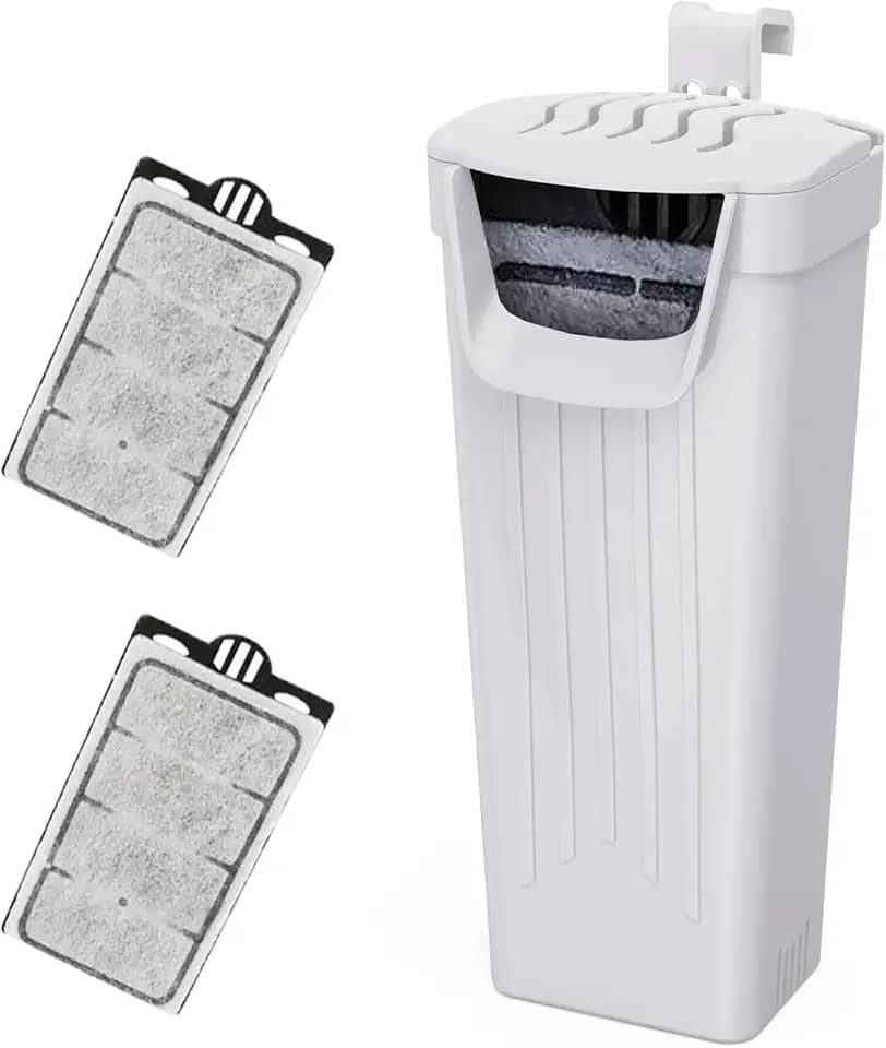 Moonorange Filtro de aquário (3,5 W), filtro de tanque de peixes, filtro de baixa água para aquário pequeno e tanque de tartaruga, para tanque de répteis de até 39 litros, com 2 cartuchos (branco)