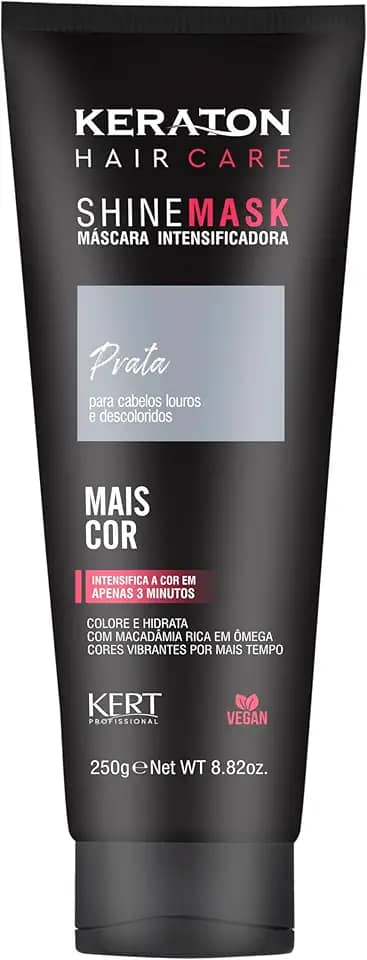 Keraton, Máscara matizadora hidratante, Trata e colore, Para cabelo loiro e descolorido, Shine Mask, 250g, Prata