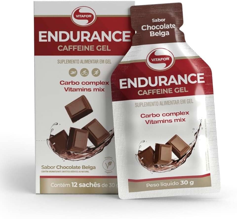 Vitafor - Endurance Caffeine Gel - 12 Sachês de 30g - Chocolate Belga
