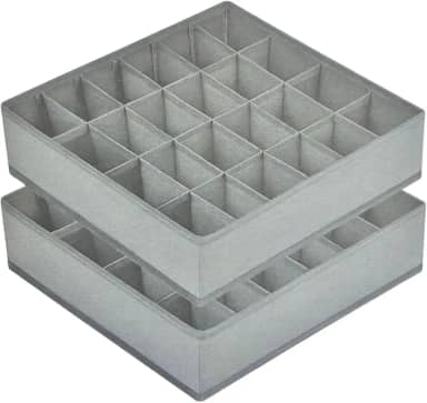 Kit com 2 Colmeias Organizadoras de Gaveta com 24 Divisórias – Organizador de Gaveta em Oxford 420D – Ideal para Calcinhas, Cuecas, Meias e Biquínis – Cinza