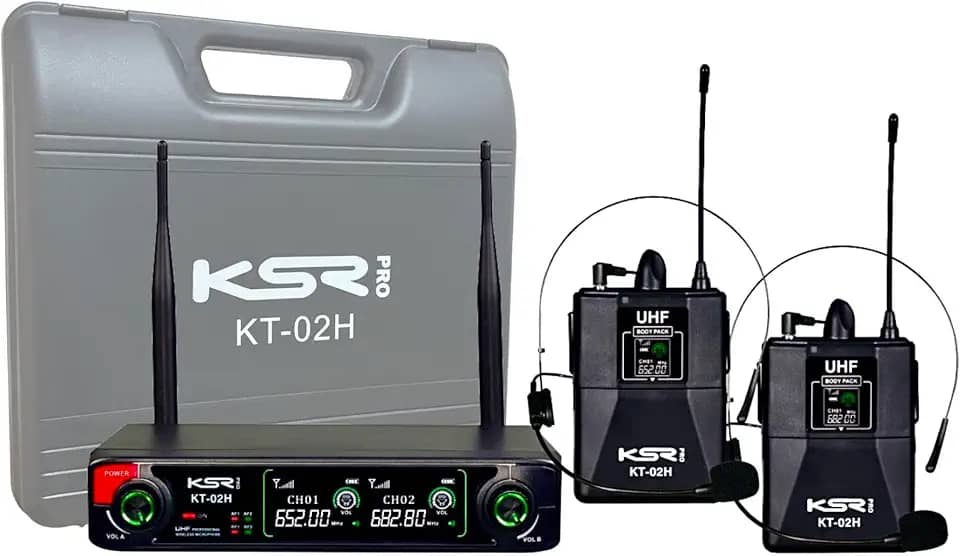 Microfone Sem Fio Headset Duplo Profissional Ksr KT02H PRO