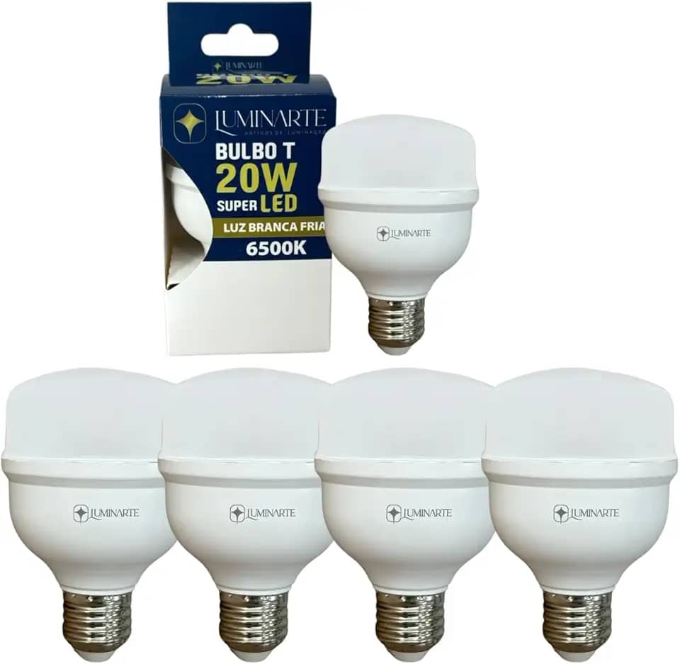 Kit Lâmpadas Led Bulbo 20w E27 Branco Frio Bivolt Inmetro Luminarte (Kit 5 Unidades)