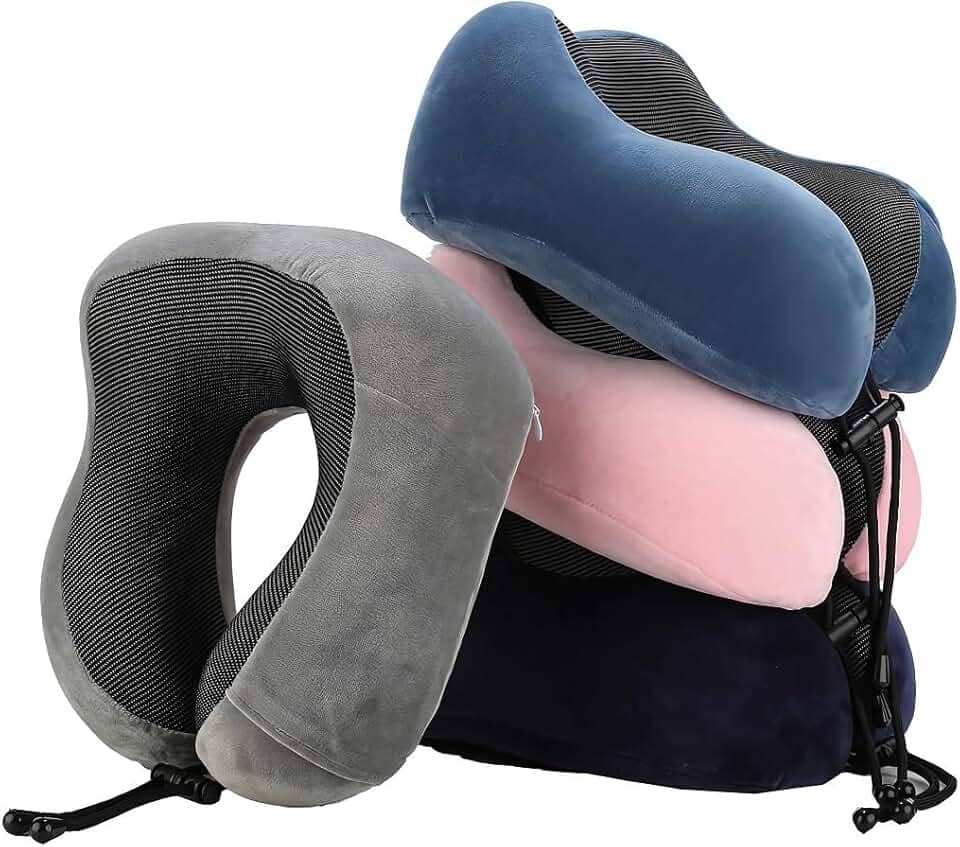 Almofada de Pescoço em Espuma de Memória Formato U - Preto | Travesseiro Com Conforto para Viagem, Avião, Carro e Casa | Apoio Ergonômico Portátil | Exlusividade Izal®