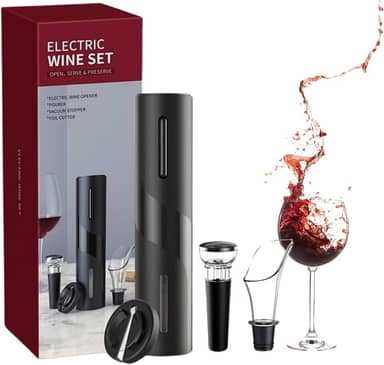 AMOREJA KIT Abridor de Vinho Elétrico, Aerador, Cortador de Lacres e Rolha de Borracha.