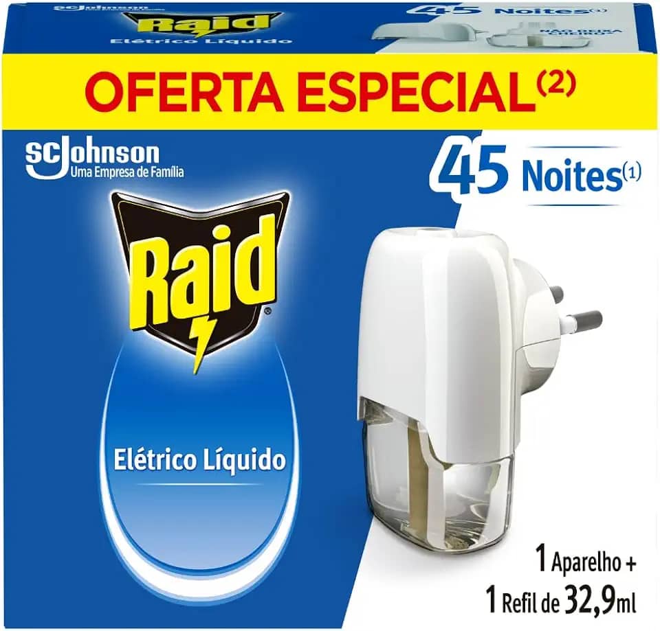 Raid Repelente Elétrico Líquido Anti Mosquitos 1 Aparelho + 1 Refil De 32 9 Ml