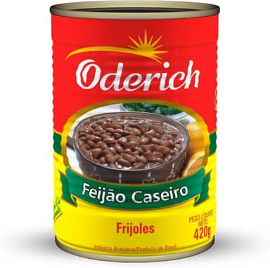 Feijão Caseiro Oderich 420G, Feijão Carioca Cozido Em Conserva, Marrom, Grãos Selecionados E Nutritivos, Fonte De Proteínas E Fibras, Textura Macia E Pronto Para Consumo, Tradição Em Qualidade Desde 1