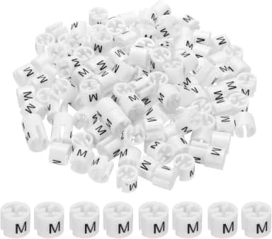 PATIKIL 300 peças de marcadores de cabide de roupas M Fit Rod Garment Size Tag Hanger Clips Round Color Coding Label para roupas, branco