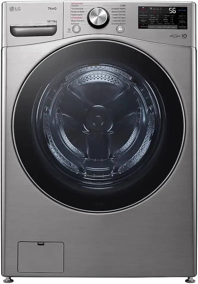 Lava e Seca Lg Smart 18kg Inox Look com Inteligência Artificial Aidd™ Wd18sv2s6b 127v