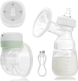 Bomba De Tirar Leite Elétrica, Coletor De Leite Materno Mãos Livres, Bomba de Mama Wearable Portátil, Livre de BPA, 3 Modos e 19 Níveis, Verde