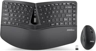 Mini Teclado Ergonômico Perixx PERIDUO-606, sem Fio, Mouse Vertical Portátil, Descanso de Palma Ajustável, Teclas de Perfil Baixo de Membrana, Inglês dos EUA
