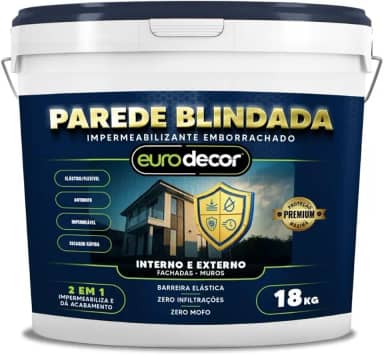 Parede Blindada Euro Decor Tinta Emborrachada 18KG Fácil Aplicação Proteção Contra Infiltrações (Areia)