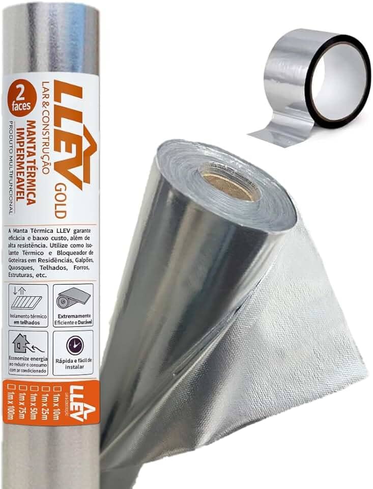 Kit 10m² Manta Térmica Foil Subcobertura Dupla Face Telhado + Fita para Emenda - Isolamento Térmico