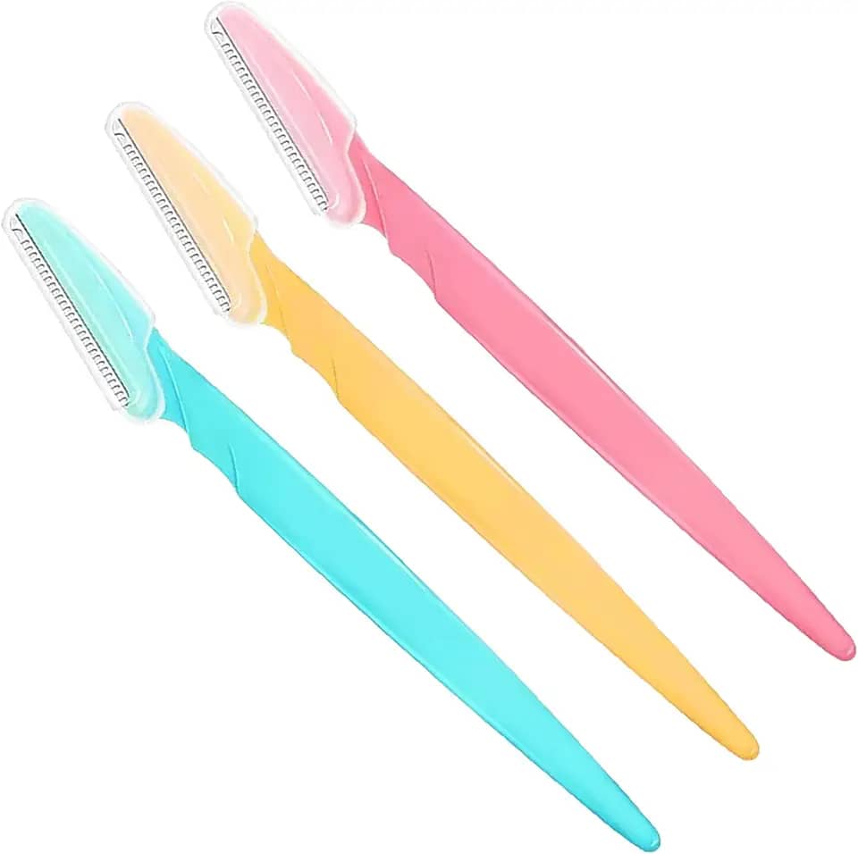 3 peças de lâmina de sobrancelha para mulheres e homens, removedor de pelos faciais, ferramenta de dermaplaning para rosto, modelador de sobrancelha de precisão, aparador esfoliante multiuso com capa