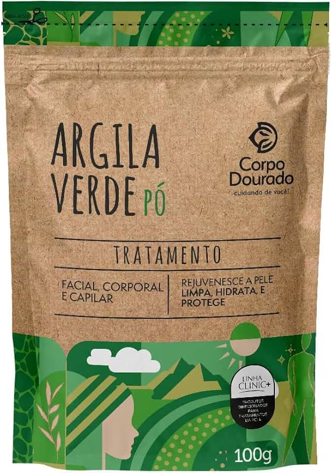 Corpo Dourado Argila Verde em Pó | Purificação e controle de oleosidade | 100g