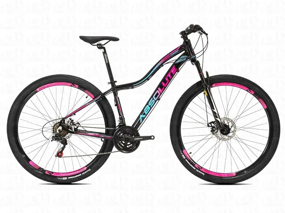 Bike Absolute Hera Aro 29 Alumínio 21V Suspensão 80mm Freio a Disco Transmissão 3x7 MTB Versátil Feminina para Lazer