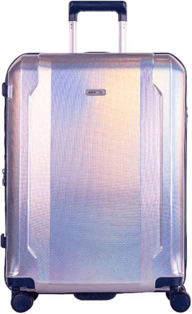 Mala de Viagem Média Para Despachar Prata Sustentável em PET Reciclado com Cadeado TSA Internacional, Expansível com Zíper Expansor ECO RPET - Sestini