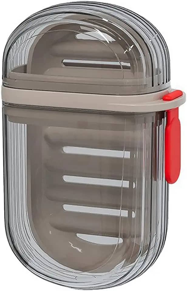 Estojo de sabão de viagem – Recipiente de sabão à prova de vazamento com tampa, suporte de sabonete portátil para viagem, saboneteira para banheiro, chuveiro, academia, férias, ao ar livre (cinza