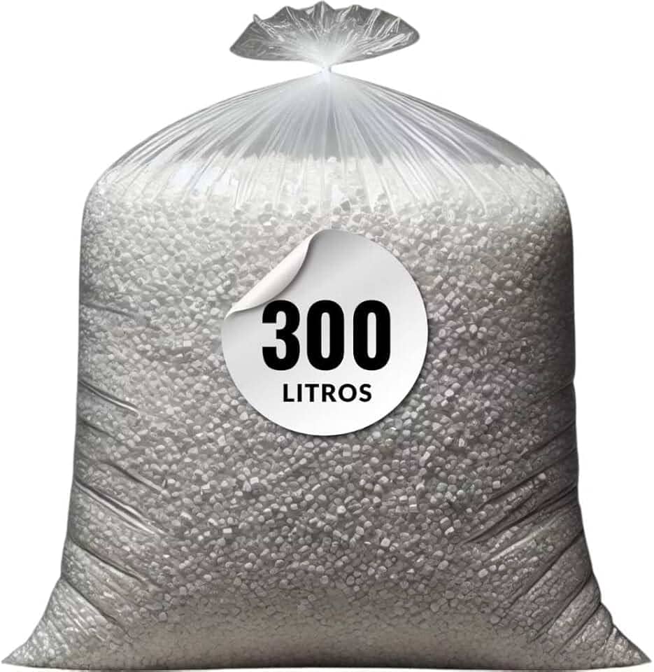 Isopor em Flocos para Enchimento, 300 Litros, Material Reciclável, Isolamento Térmico e Acústico, Ideal para PUFs, Almofadas, Concreto Leve e Artesanato