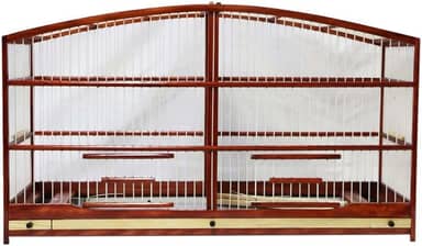 Gaiola Passarinho Em Madeira - Reprodução Canário/Coleira/Curió - Abaulada Mogno