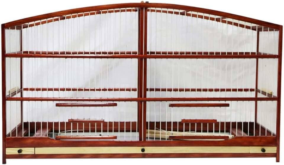 Gaiola Passarinho Em Madeira - Reprodução Canário/Coleira/Curió - Abaulada Mogno