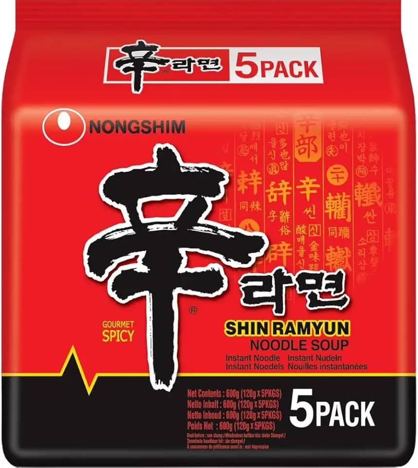 Kit Macarrão Oriental Lamen Shin Ramyun Carne e Legumes Nongshim 110g - 5 Pacotes