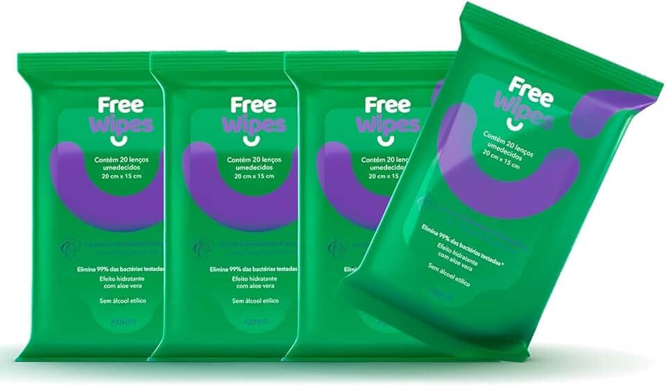 Free Wipes Lenço Umedecido Antisséptico - Pack com 4 unidades
