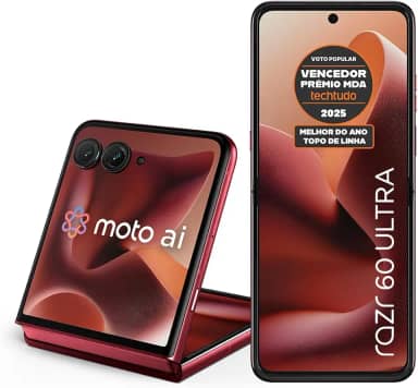 Smartphone Motorola Razr 60 Ultra - 1TB 32GB (16GB RAM+16GB Ram Boost) Snapdragon 8 Elite Tela dobrável 7" e externa 4” Moto AI 50MP camera - Vermelho