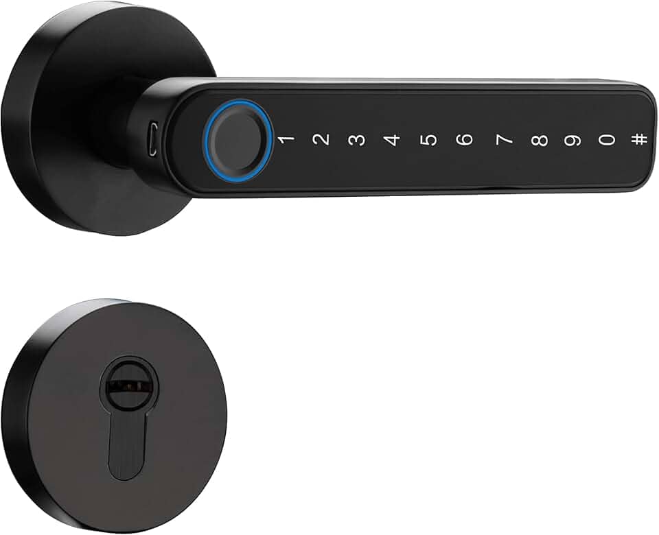 Geonav, Hi by Geonav Fechadura Digital Inteligente Bluetooth de Embutir, Compatível com Alexa, Biometria, Senhas, Aplicativo e Chave mecânica, Autonomia de Bateria de até 1 ano, IP43, HIFBE02BK, Preto