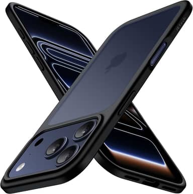 JETech Capa Fosca para iPhone 17 Pro 6,3 Polegadas, Proteção Contra Quedas de Nível Militar, Case Minimalista com Parte Traseira Translúcida Matte, Anti-Impressão Digital (Preto)