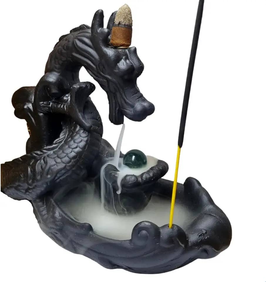 Incensário Cascata e Vareta Dragão Backflow Cascata Refluxo Fumaça invertida Meditação