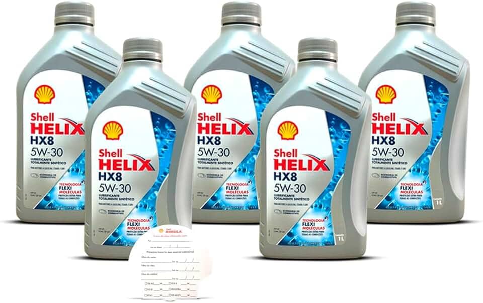 Kit 5 Litros Oleo Shell Helix Hx8 5W-30 API SP Sintetico