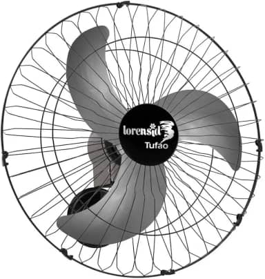 VENTILADOR DE PAREDE TUFÃO M2 60CM PRETO BIVOLT LORENSID COM GRADE DE AÇO