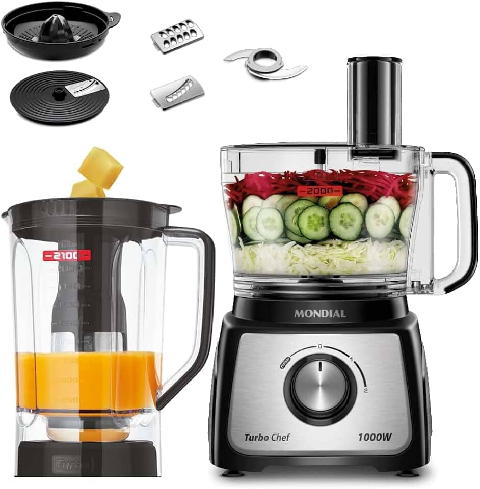 MONDIAL Multiprocessador Turbo Chef 7 em 1, Preto, 1000W, 110V - MPN-01-BE