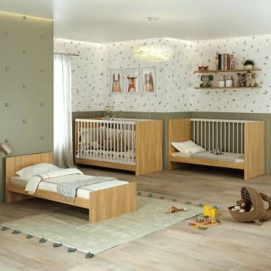 Berço 3 em 1 para Colchão 60 x 130 cm Multimóveis Mp0527g - Madeirado/branco