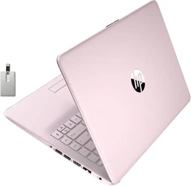 HP Laptop Stream HD premium de 14 polegadas, CPU Intel Celeron N4120, 16 GB de RAM, 64 GB eMMC, webcam, gráficos UHD, Bluetooth, WiFi, HDMI, Office 365 de 1 ano, Win 11s, rosa, cartão USB Hotface de
