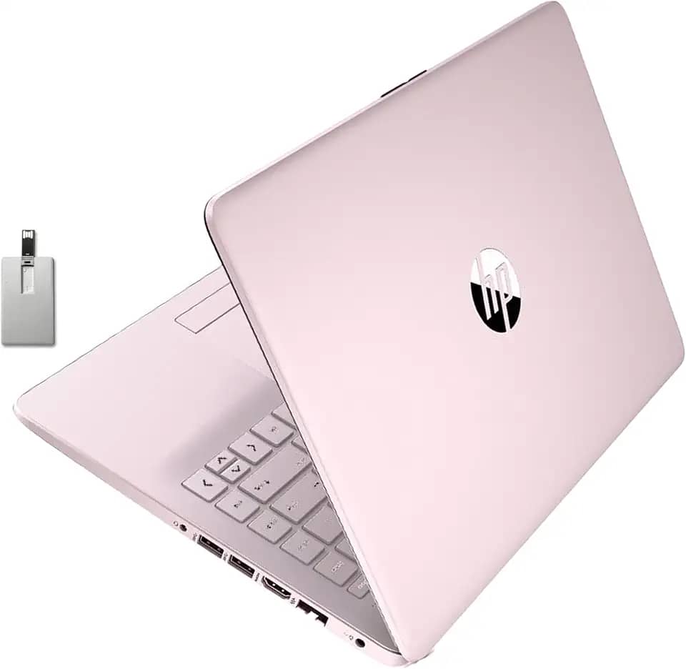 HP Laptop Stream HD premium de 14 polegadas, CPU Intel Celeron N4120, 16 GB de RAM, 64 GB eMMC, webcam, gráficos UHD, Bluetooth, WiFi, HDMI, Office 365 de 1 ano, Win 11s, rosa, cartão USB Hotface de