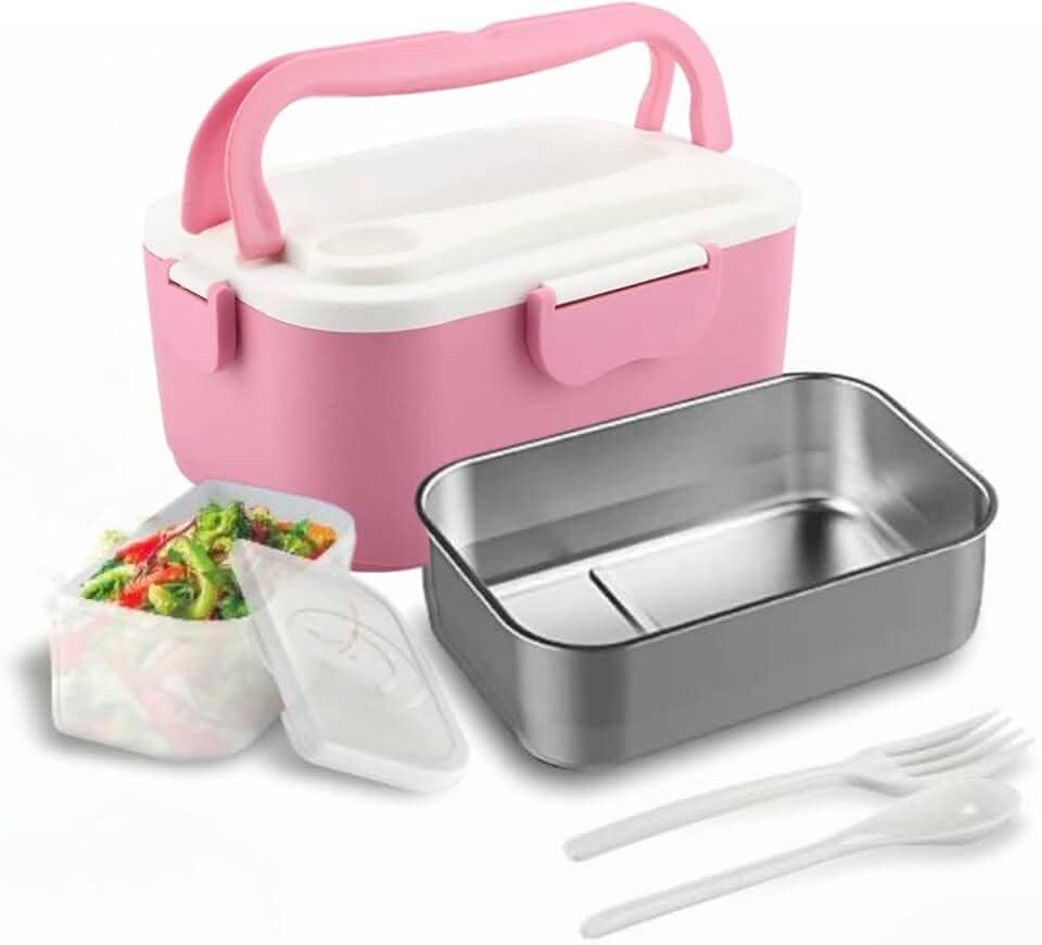 Marmita Elétrica Bivolt - 4 Voltagens 110-220 / DC 12-24V - 1,5 Litros - Aquecedor de Alimentos 60W (Rosa)