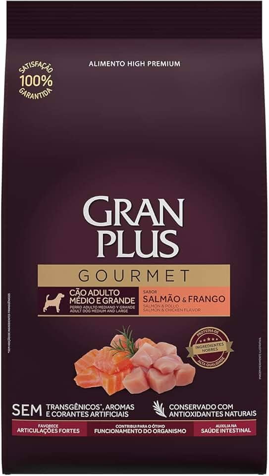 Granplus Ração Granplus Gourmet Para Cães Adultos De Porte Medio E Grande Sabor Salmao E Frango Affinity 10 1Kg