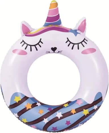 Boia Inflável Infantil Donuts Panda ou Unicórnio – Boias Fofas e Divertidas para Piscina e Praia, Diversão Segura no Verão, 55x65cm
