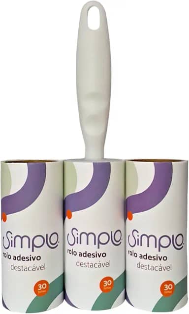 Simplo - Conjunto 3 Peças Rolo Adesivo Tira Pelos Poeira e Fios