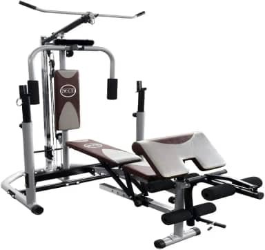 Estação Musculação WCT Fitness Supino Voador Banco Scott Puxada Cadeira Extensora Flexora Treino Superior Inferior Academia Completa Residencial Cor Cinza Marrom