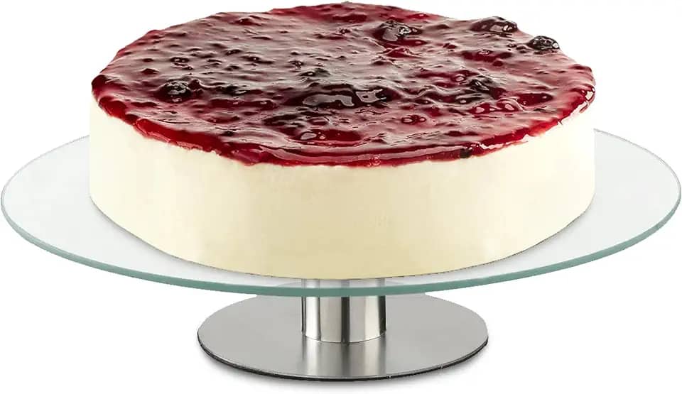 Bailarina Plataforma Giratória Prato para bolo com Pé de Inox Centro De Mesa Bandeja Boleira de Vidro 30cm